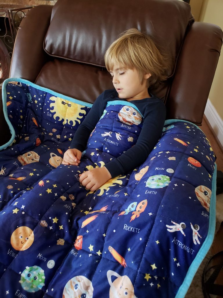 Weighted Blanket Kids 5 lbs 55"x42" Sensory Reinforced Plush Minky Glass Beads Perfect for Children 40 to 60 pounds Flower Pattern