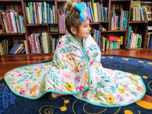 Weighted Blanket Kids 5 lbs 55"x42" Sensory Reinforced Plush Minky Glass Beads Perfect for Children 40 to 60 pounds Flower Pattern