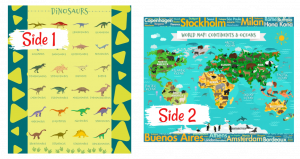 Dinosaur Names World Map Educational Learning Blankets Kids