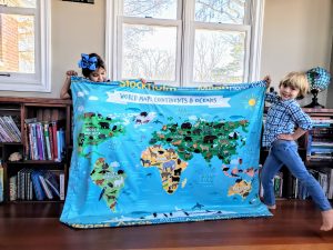 World Map Educational Learning Blanket