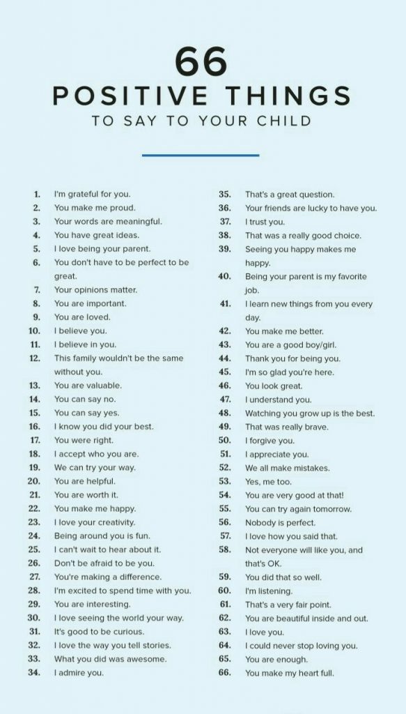 Positive Things to say to your child