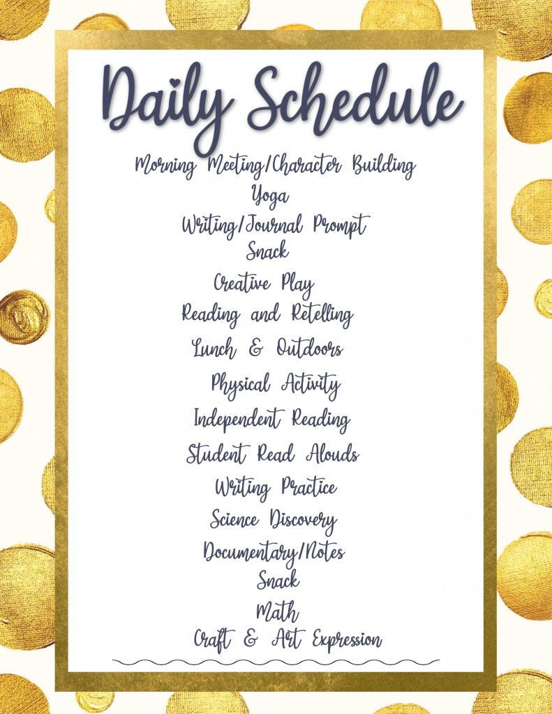 Daily Schedule Homeschool Learning Remote Times