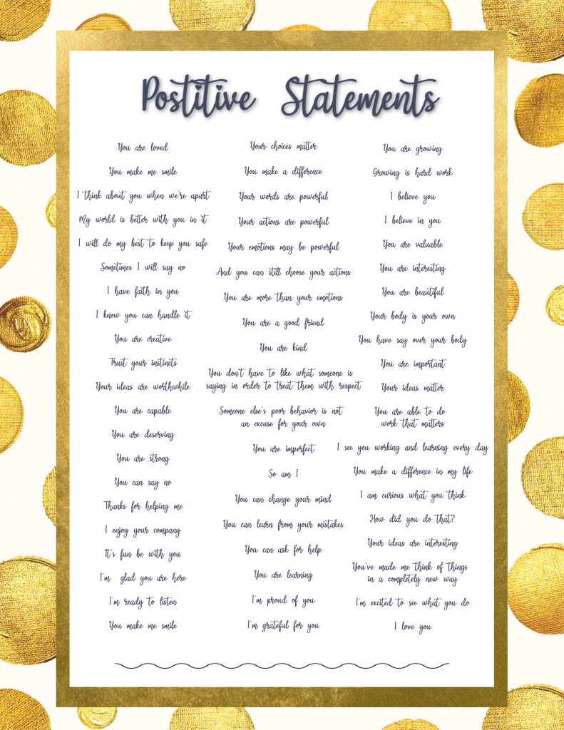 Positive things to say to kids children parenting