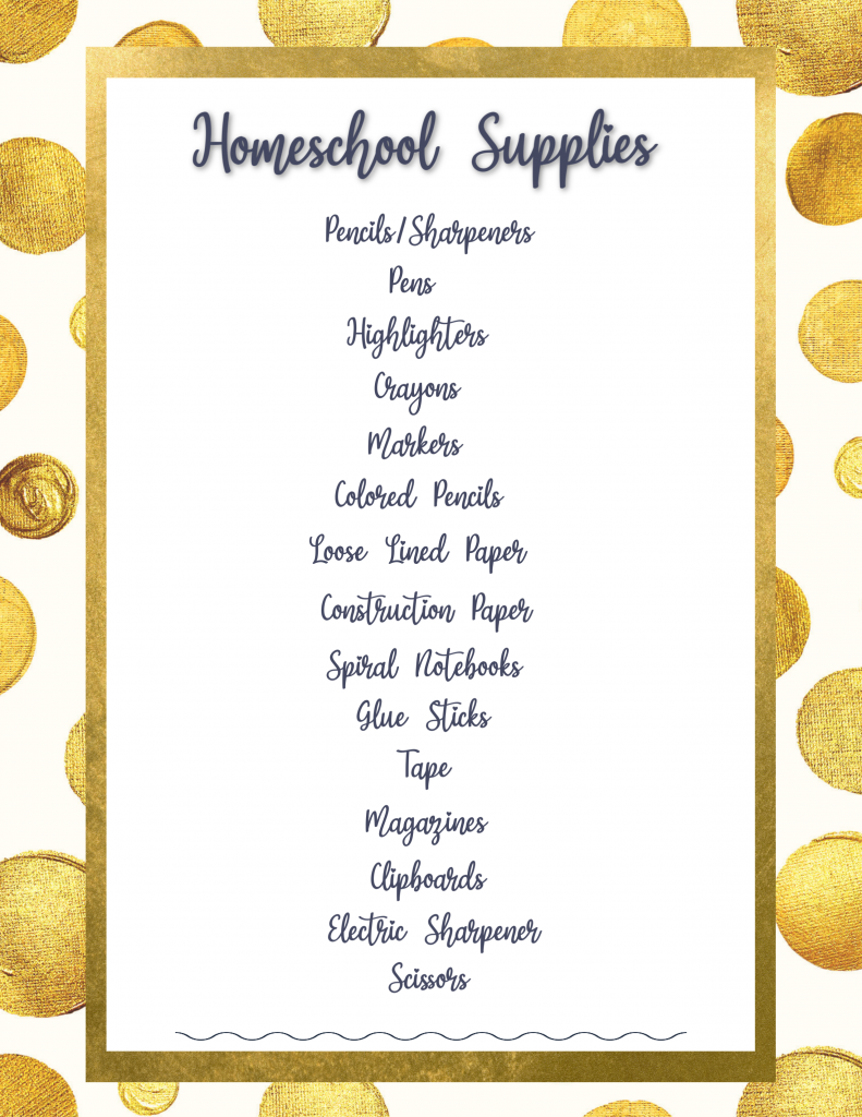 School Supplies Elementary List download homeschool