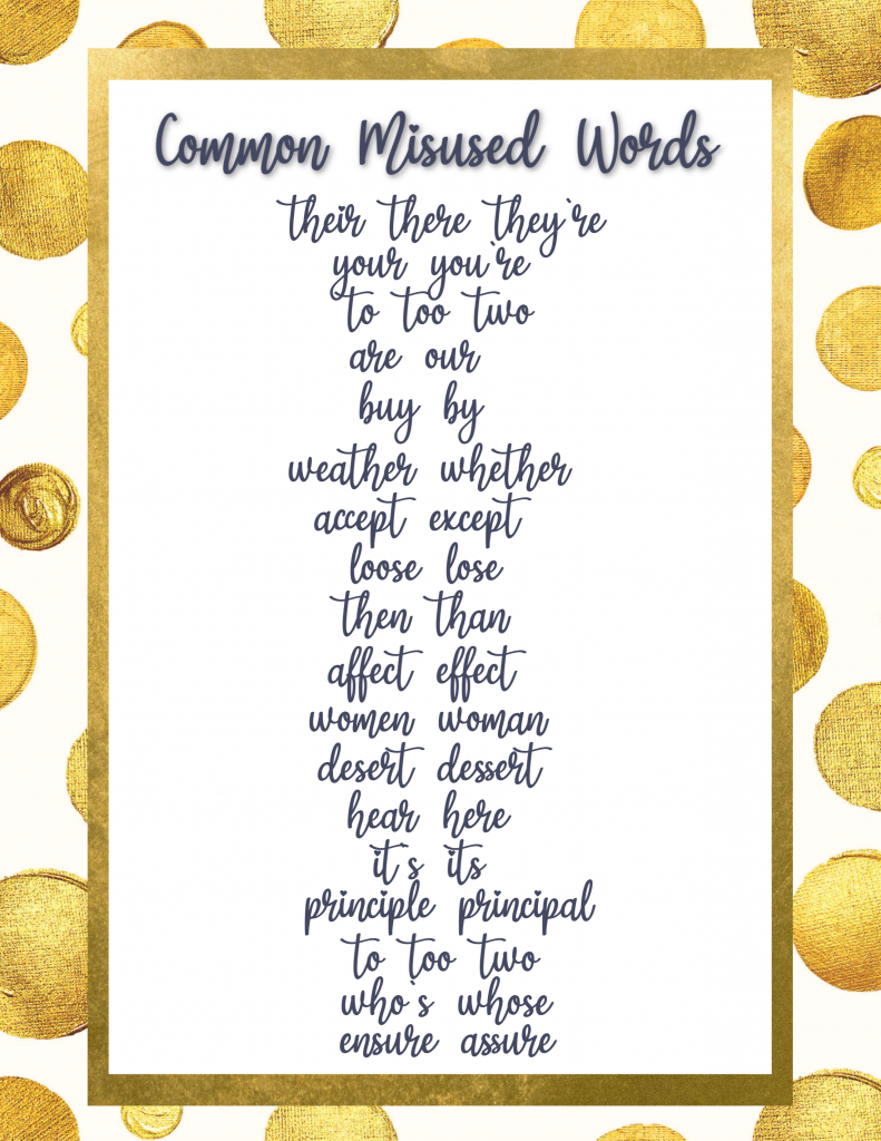 common misused misspelled words wrong